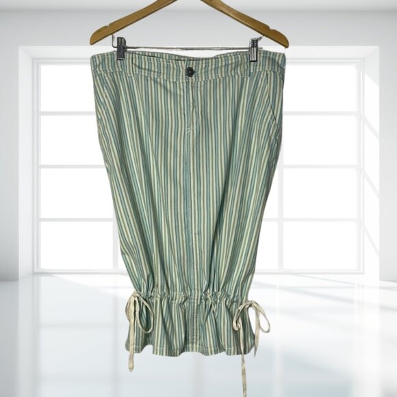 Johnny Was Striped Adjustable Drawstring Balloon Skirt Size 14 | Cotton Blend - Picture 5 of 16